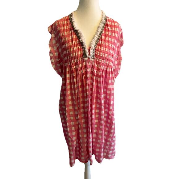 Jude Connally Larissa dress gingham plaid Micro Pleated Boho Fairy Oversized M - Picture 11 of 12